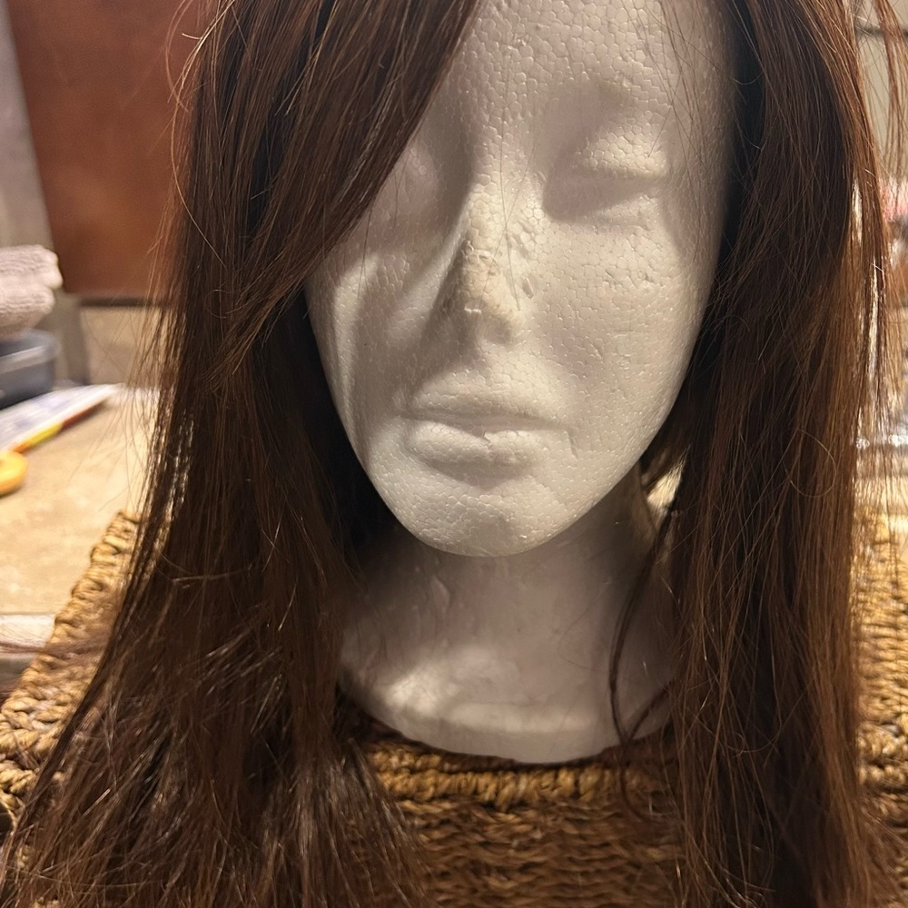 BELLE TRESS BT-6012 85401 Straight Press 18 brown mono lace front wig